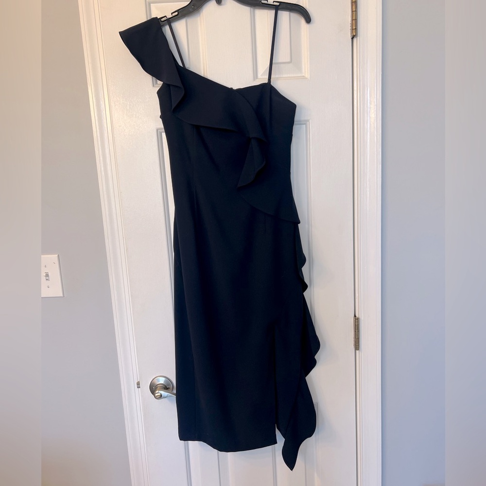 Gianni Bini Navy Blue Asymmetrical One Shoulder Cocktail Dress. Stunning Dress! - Picture 3 of 11
